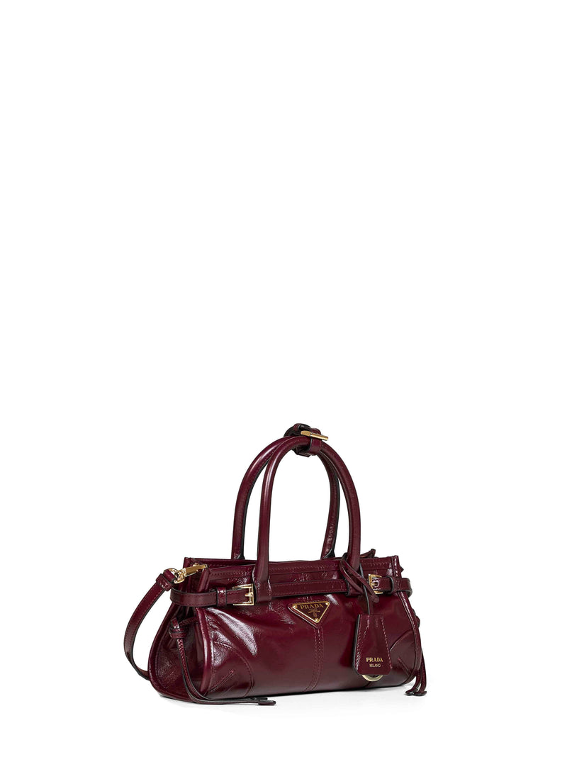 Prada Bonnie Top Handle Bag — Burgundy Calf Leather