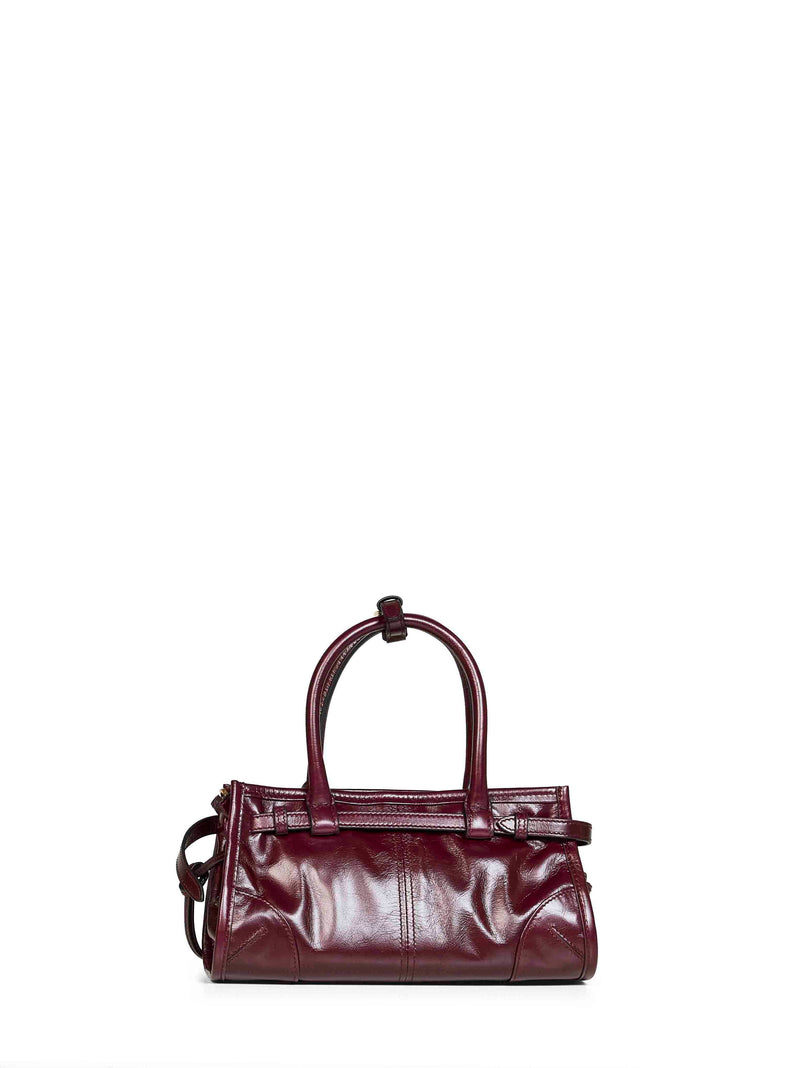Prada Bonnie Top Handle Bag — Burgundy Calf Leather