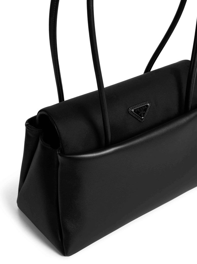 Prada Passage Shoulder Bag — Black Calf Leather