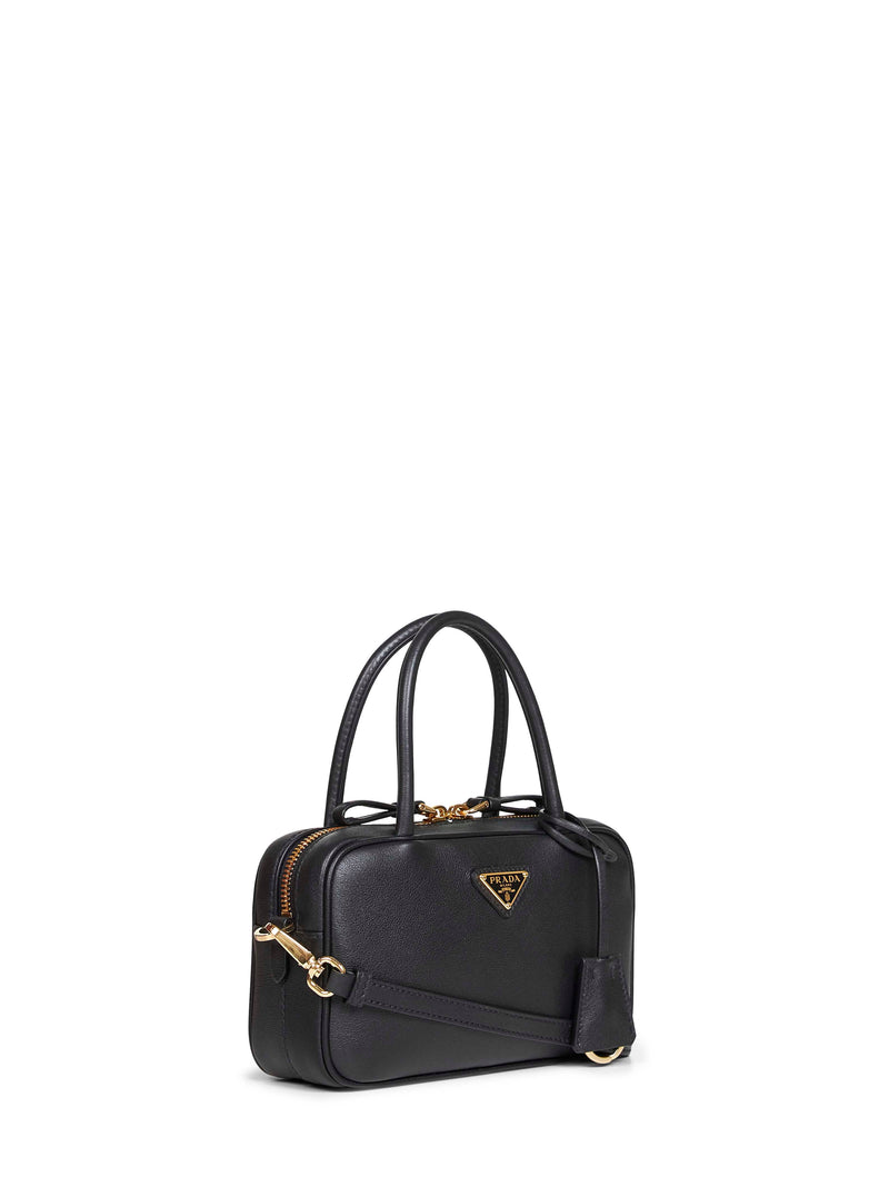 Prada Calf Leather Top Handle Bag — Black