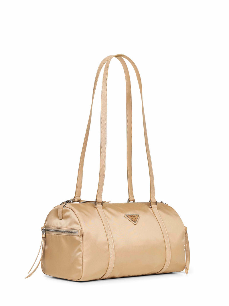 Prada Quilted Re-Nylon Duffel Shoulder Bag — Beige Recycled Polyamide