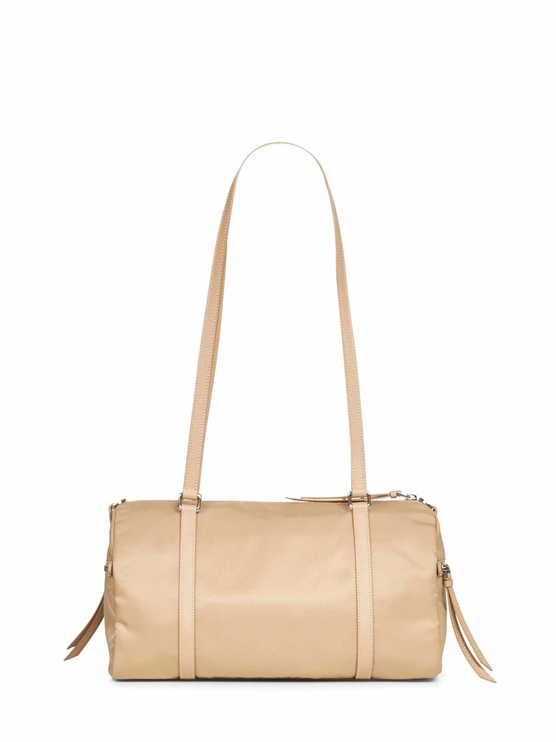 Prada Quilted Re-Nylon Duffel Shoulder Bag — Beige Recycled Polyamide