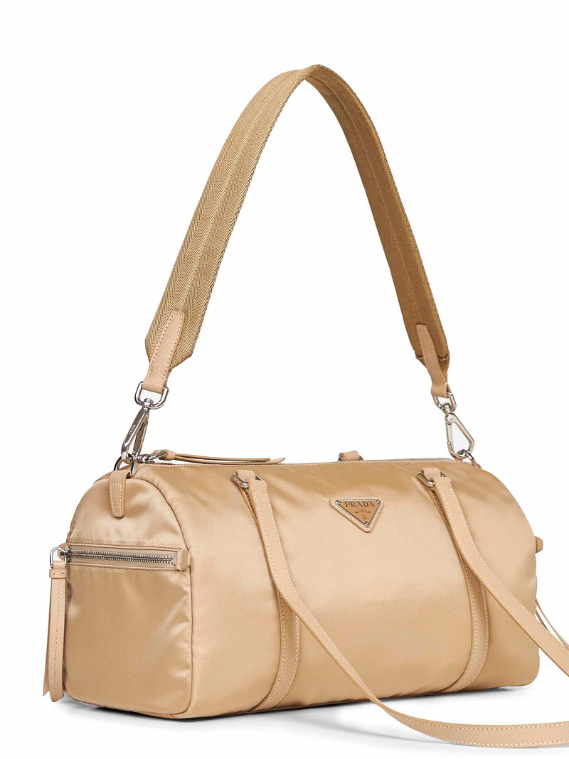 Prada Quilted Re-Nylon Duffel Shoulder Bag — Beige Recycled Polyamide