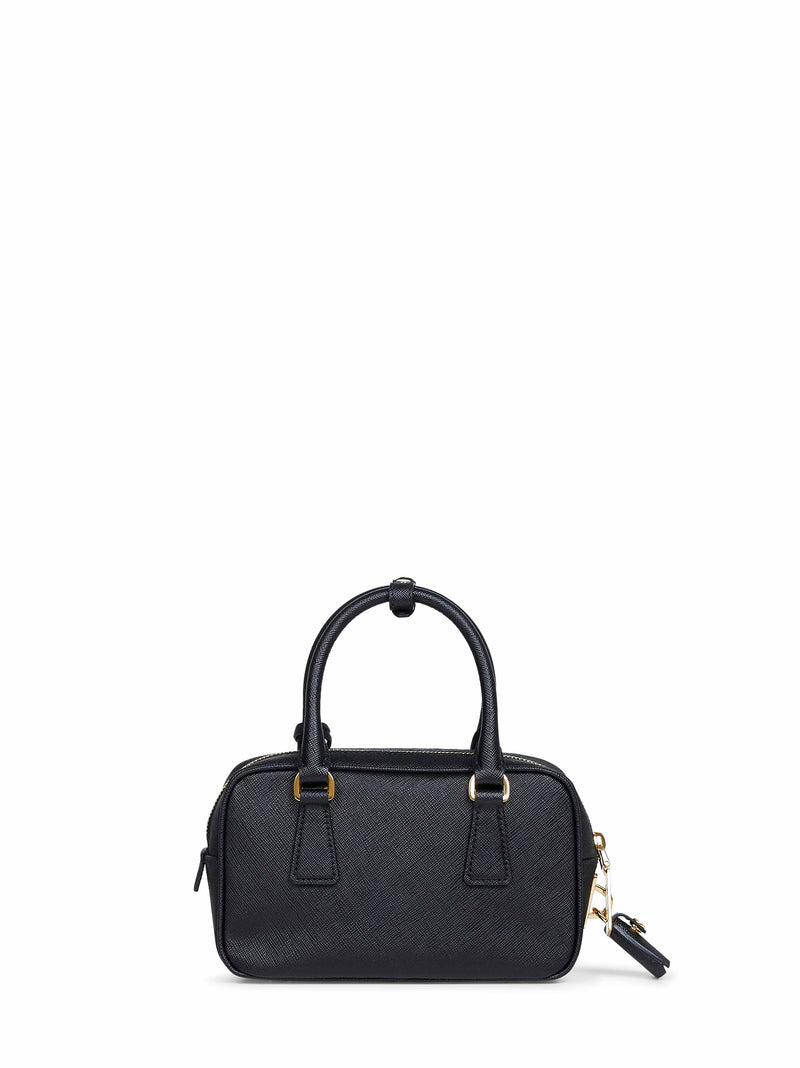 Prada Saffiano Leather Top Handle Bag — Black Calf