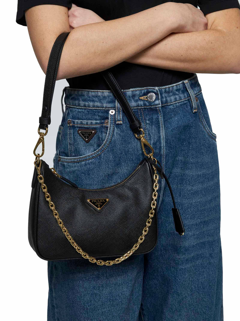 Prada Shoulder Bag — Black Calf Leather