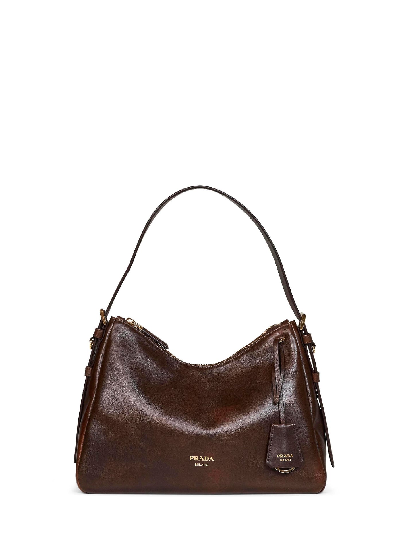 Prada Explore Shoulder Bag — Brown Calf Leather