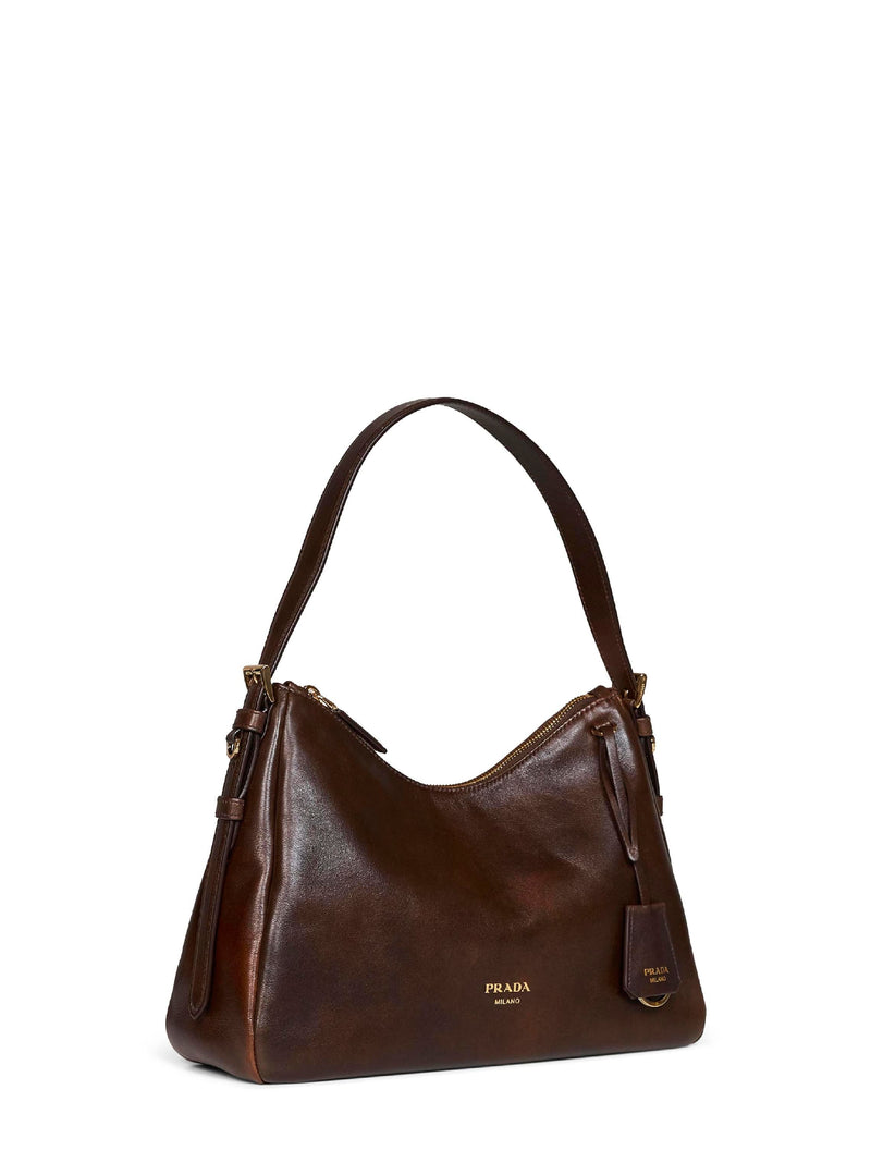 Prada Explore Shoulder Bag — Brown Calf Leather