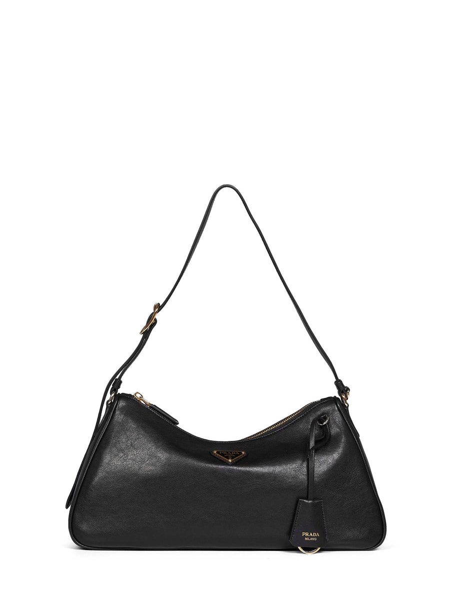 Prada Aimée Shoulder Bag — Black Lambskin