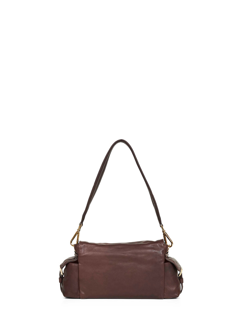 Prada Nappa Lambskin Shoulder Bag — Brown