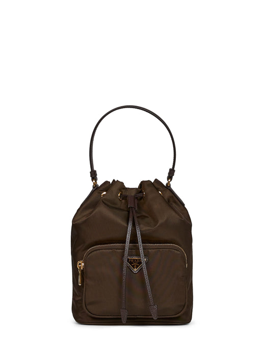 Prada Duet Bucket Bag — Brown Recycled Polyamide