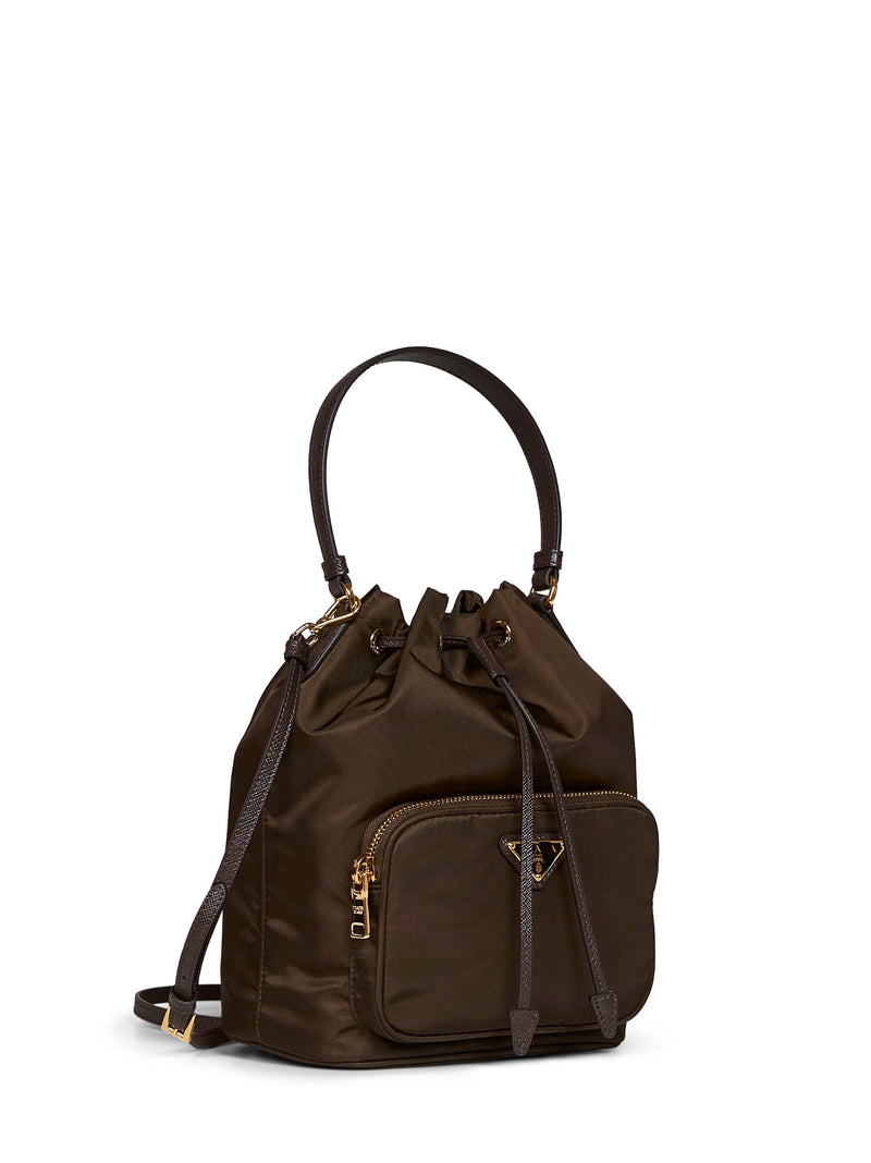 Prada Duet Bucket Bag — Brown Recycled Polyamide