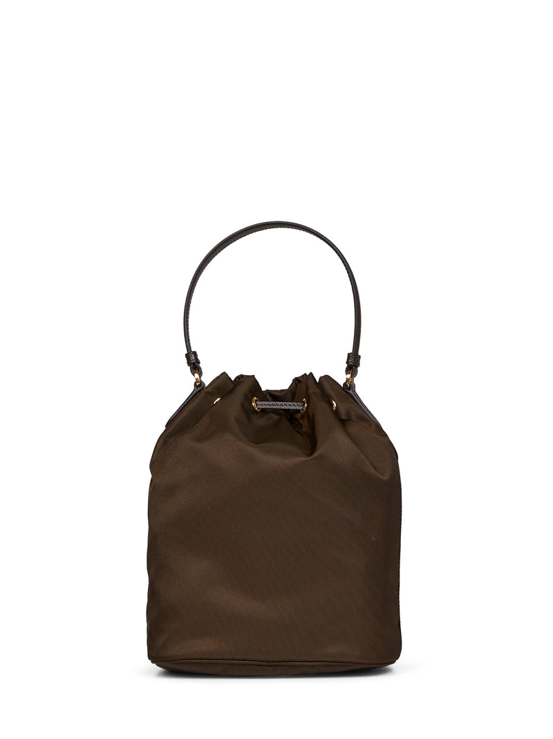 Prada Duet Bucket Bag — Brown Recycled Polyamide
