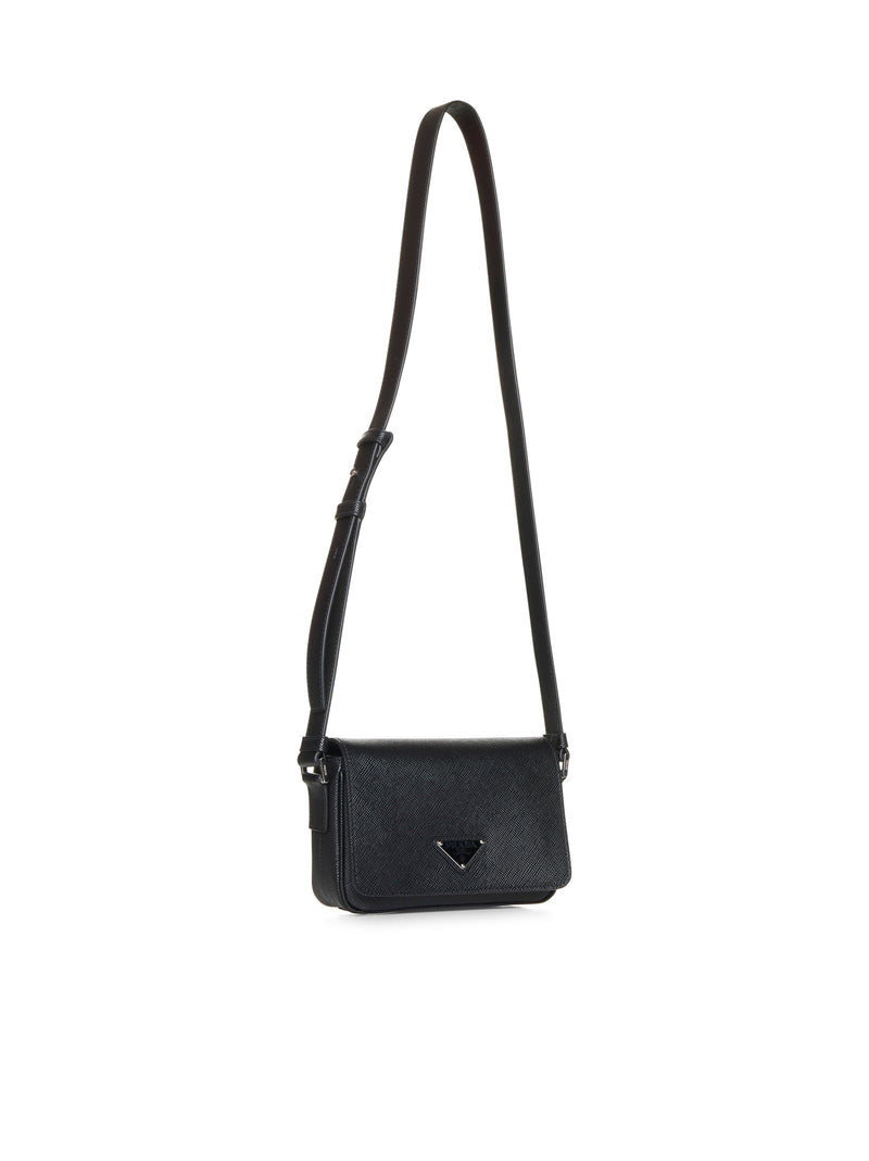 Prada Saffiano Leather Shoulder Bag — Black Calf