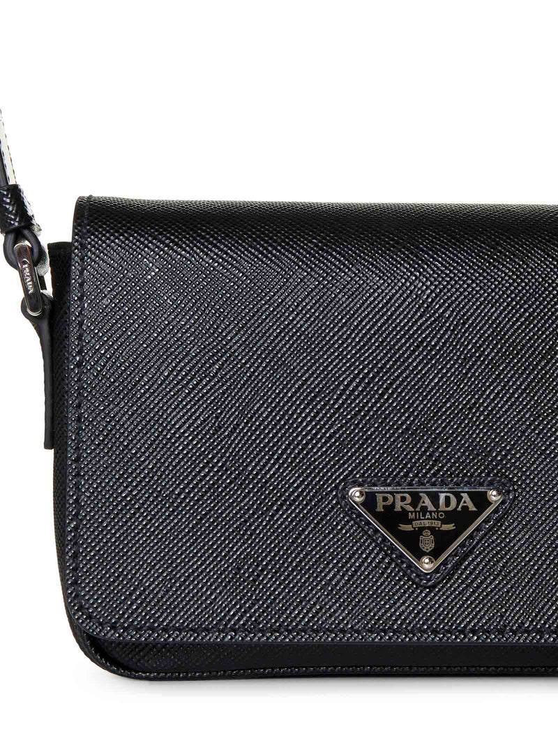 Prada Saffiano Leather Shoulder Bag — Black Calf