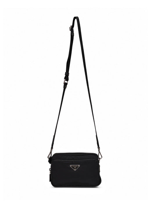 Prada Re-Nylon And Leather Trim Crossbody Bag — Black Recycled Polyamide