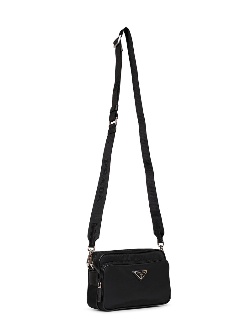 Prada Re-Nylon And Leather Trim Crossbody Bag — Black Recycled Polyamide