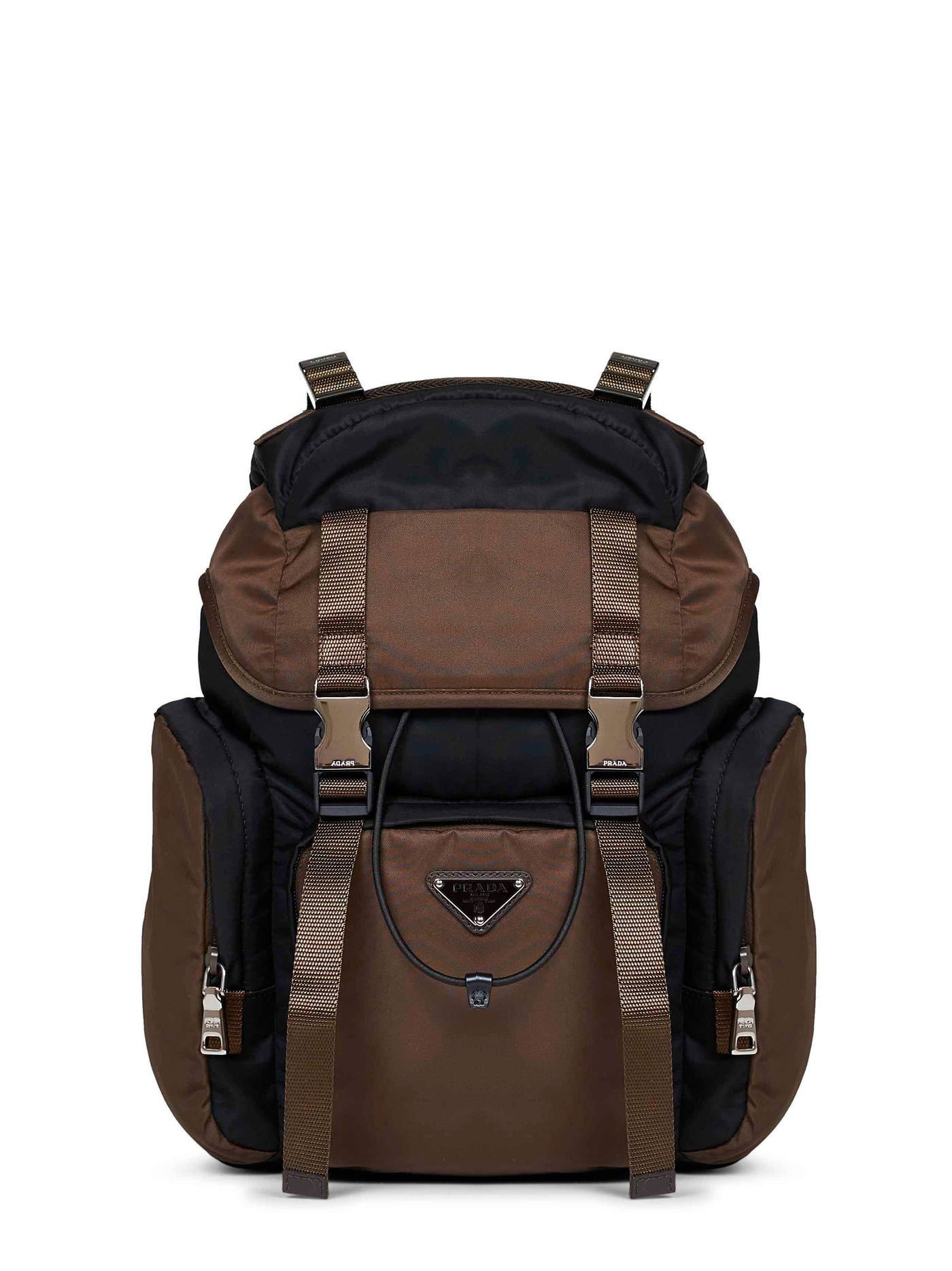 Prada Re-Nylon Two-Tone Backpack — Black Recycled Polyamide