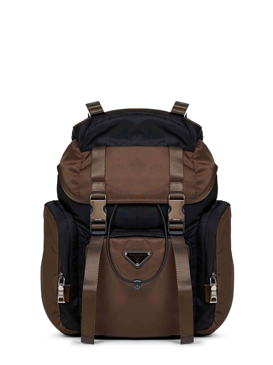 Prada Re-Nylon Two-Tone Backpack — Black Recycled Polyamide