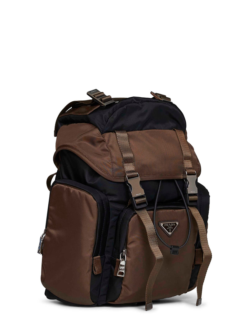 Prada Re-Nylon Two-Tone Backpack — Black Recycled Polyamide