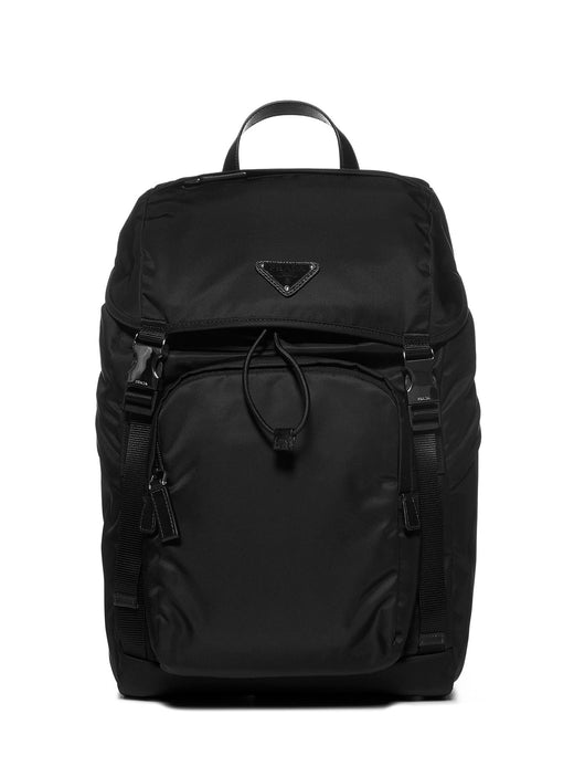 Prada Re-Nylon And Saffiano Leather Backpack — Black