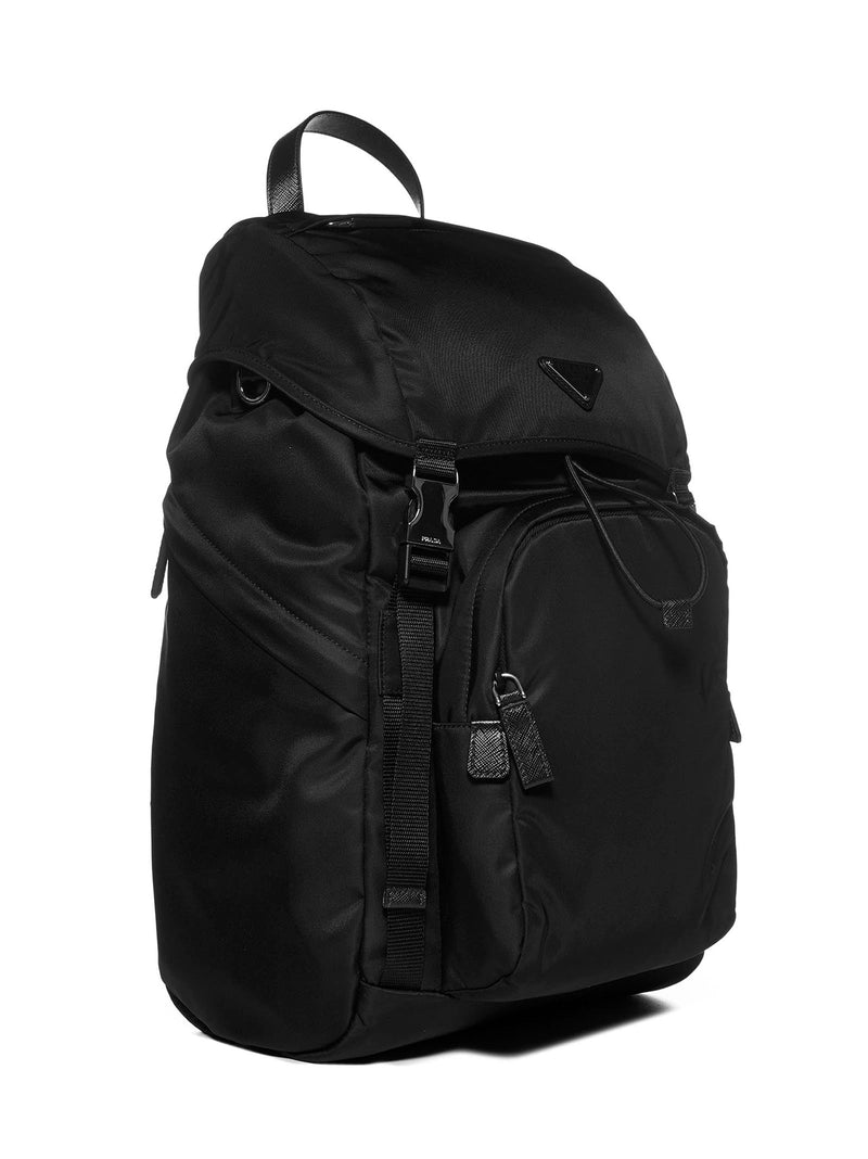 Prada Re-Nylon And Saffiano Leather Backpack — Black