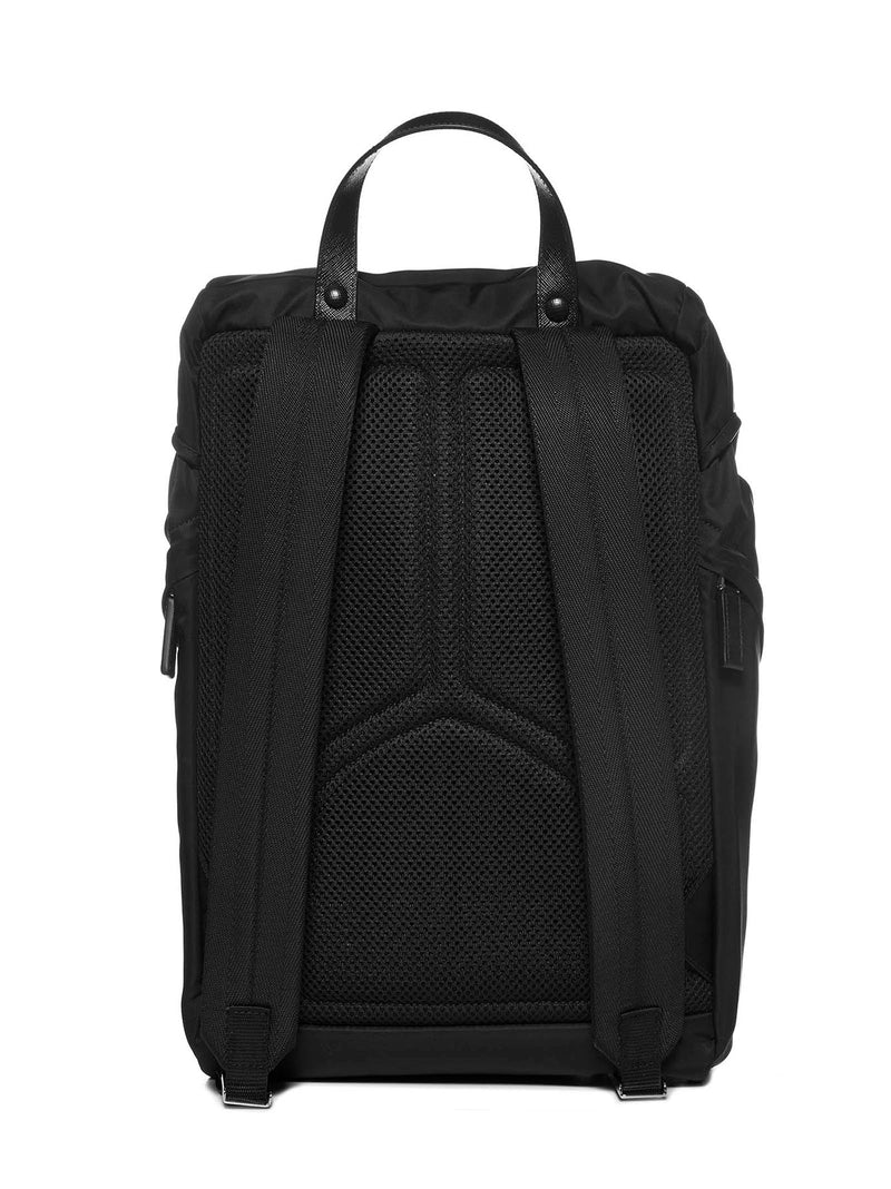 Prada Re-Nylon And Saffiano Leather Backpack — Black