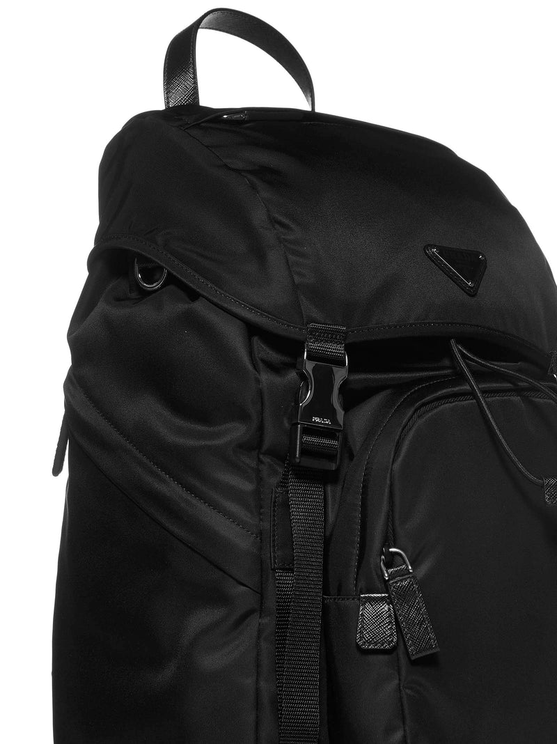 Prada Re-Nylon And Saffiano Leather Backpack — Black