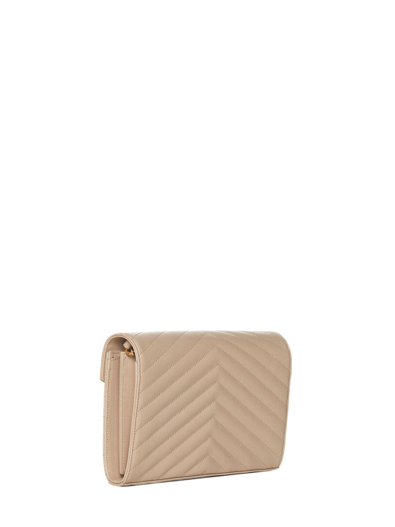 Saint Laurent Quilted Calfskin Clutch — Beige