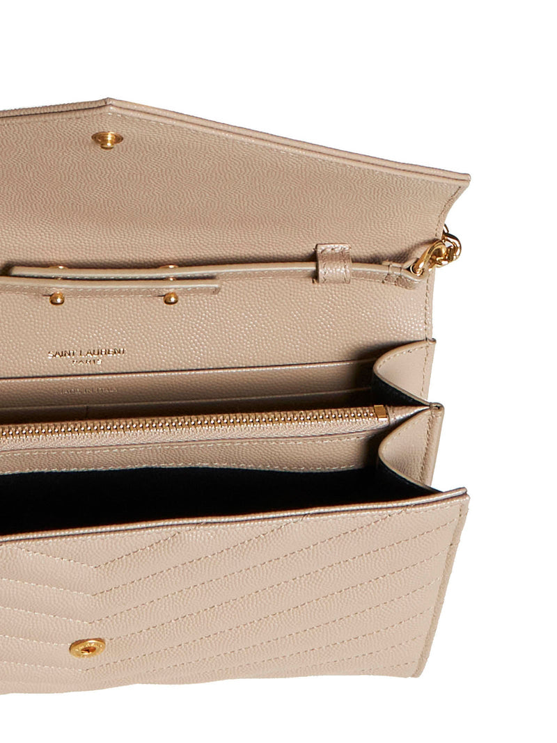 Saint Laurent Quilted Calfskin Clutch — Beige