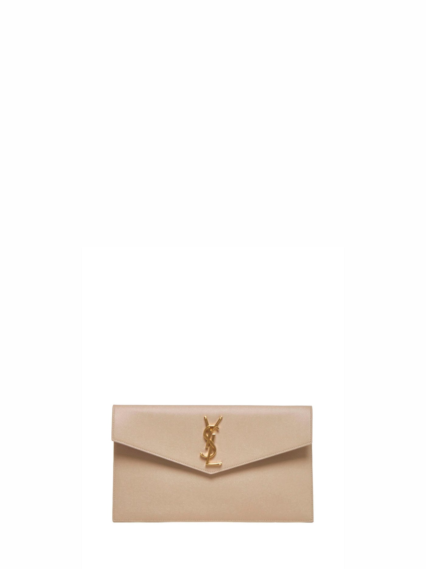 Saint Laurent Uptown Clutch — Beige Calfskin