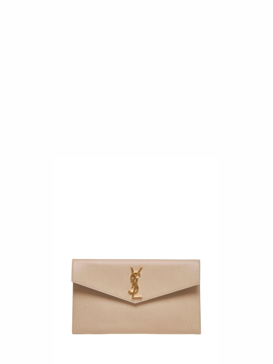 Saint Laurent Uptown Clutch — Beige Calfskin