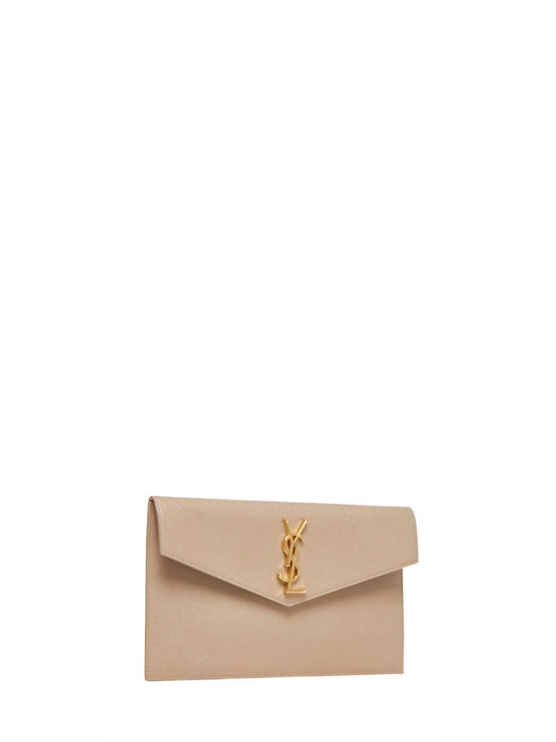 Saint Laurent Uptown Clutch — Beige Calfskin