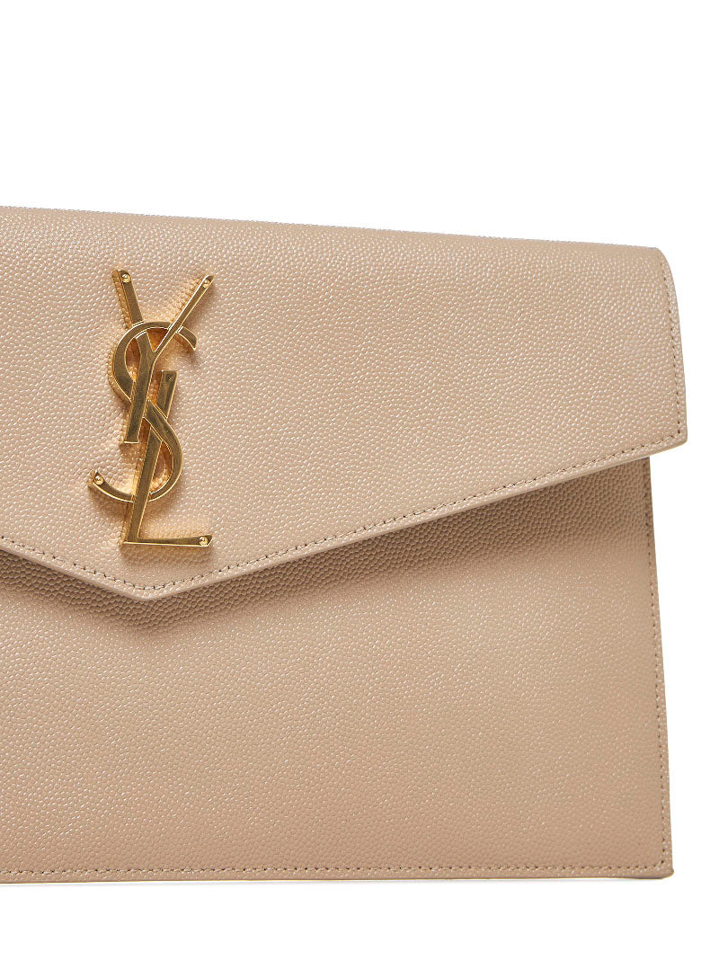 Saint Laurent Uptown Clutch — Beige Calfskin