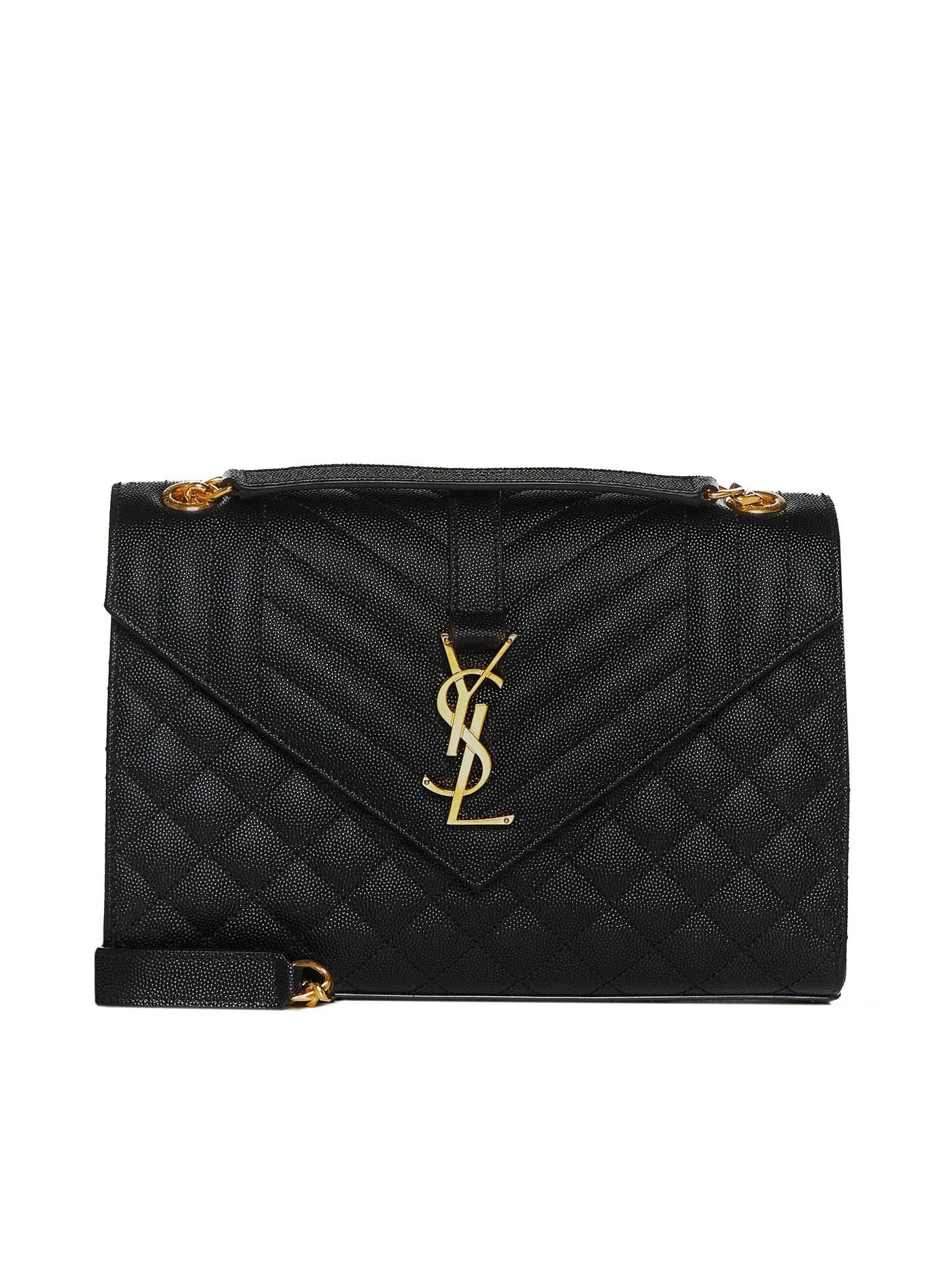 Saint Laurent Envelope Shoulder Bag — Black Calfskin