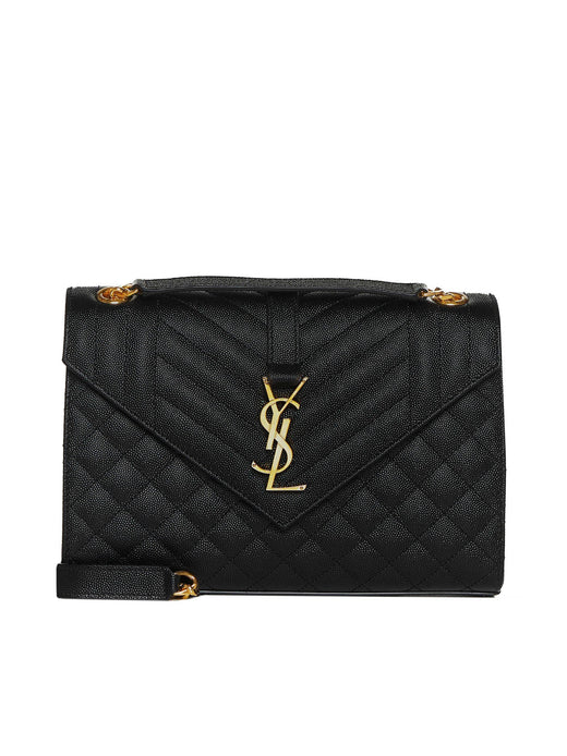 Saint Laurent Envelope Shoulder Bag — Black Calfskin