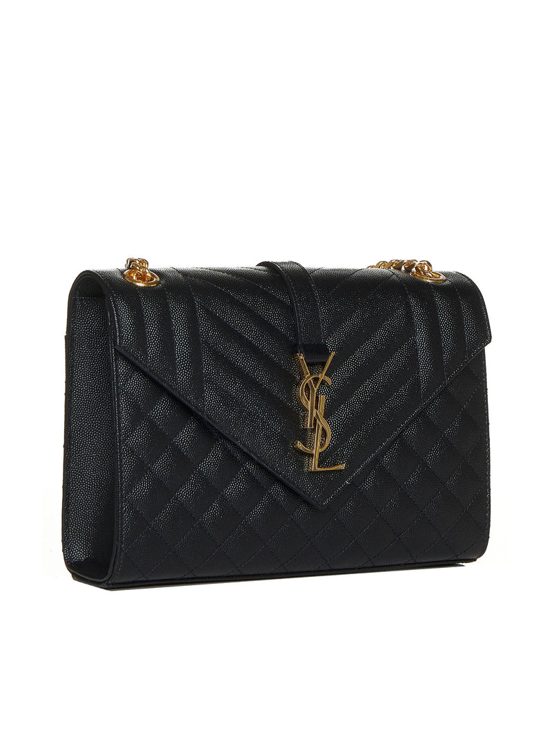 Saint Laurent Envelope Shoulder Bag — Black Calfskin