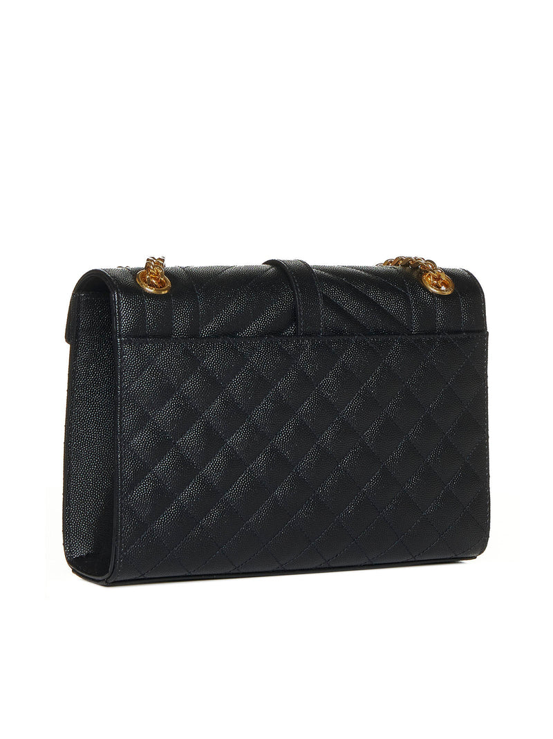 Saint Laurent Envelope Shoulder Bag — Black Calfskin