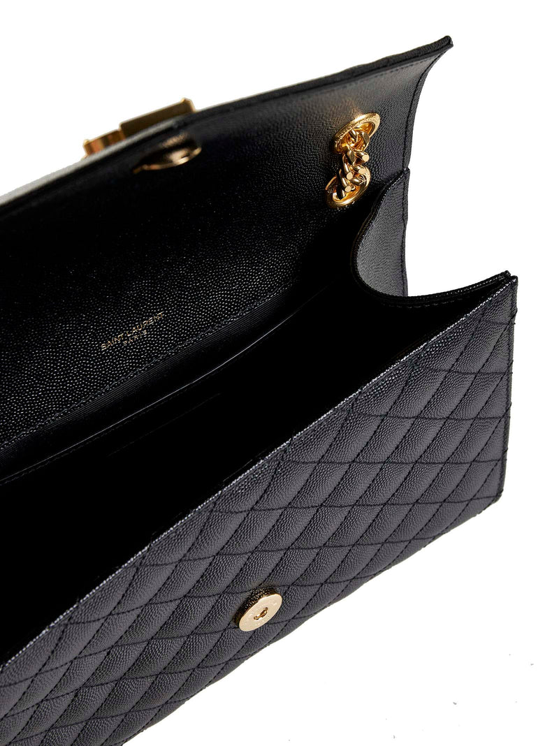 Saint Laurent Envelope Shoulder Bag — Black Calfskin
