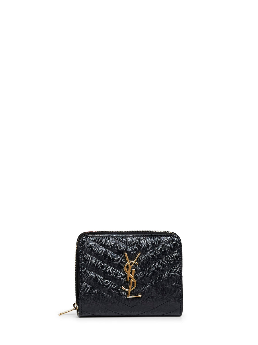 Saint Laurent Cassandre Wallet — Black Calfskin