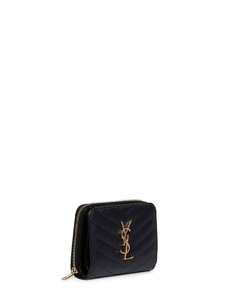 Saint Laurent Cassandre Wallet — Black Calfskin