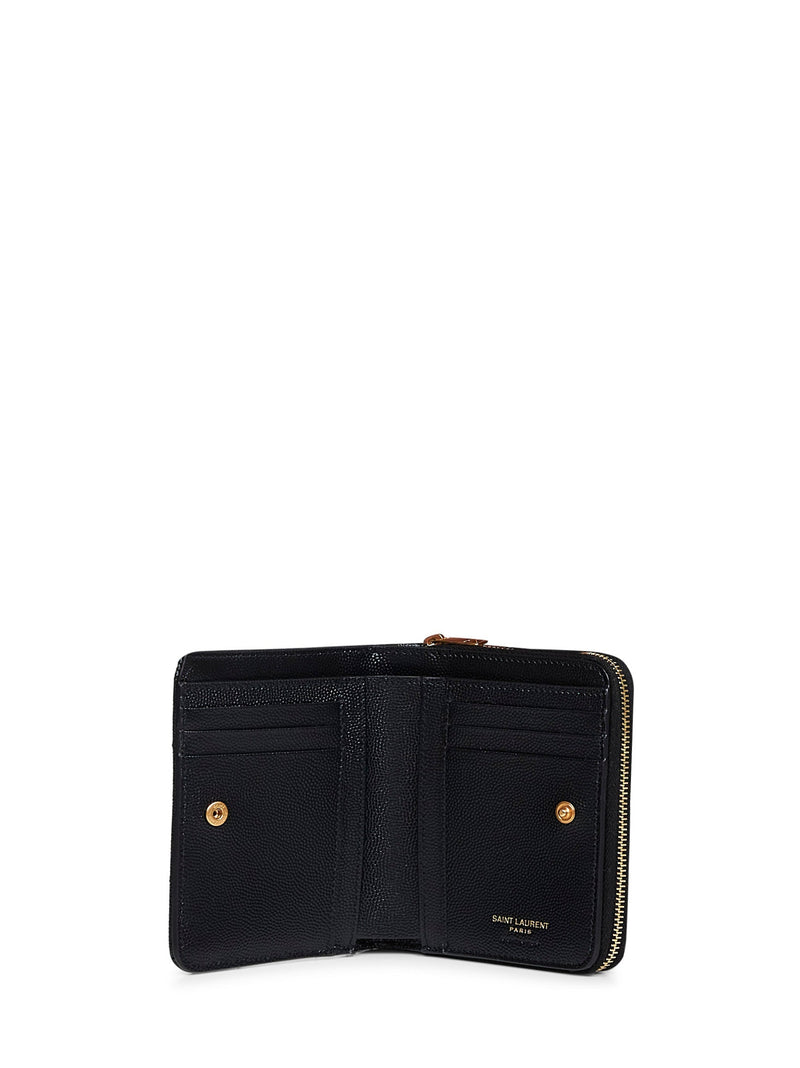 Saint Laurent Cassandre Wallet — Black Calfskin
