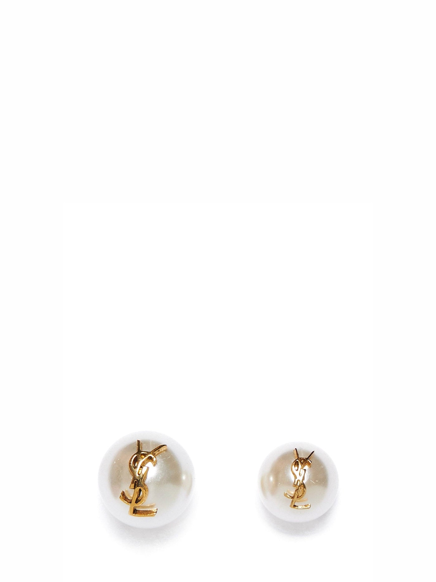Saint Laurent Cassandre Earrings — White Brass