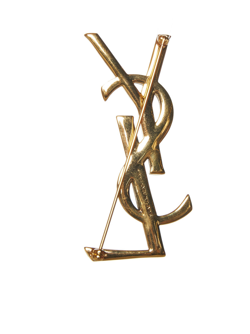 Saint Laurent Paris Brooch — Gold Brass Brooches & Pins