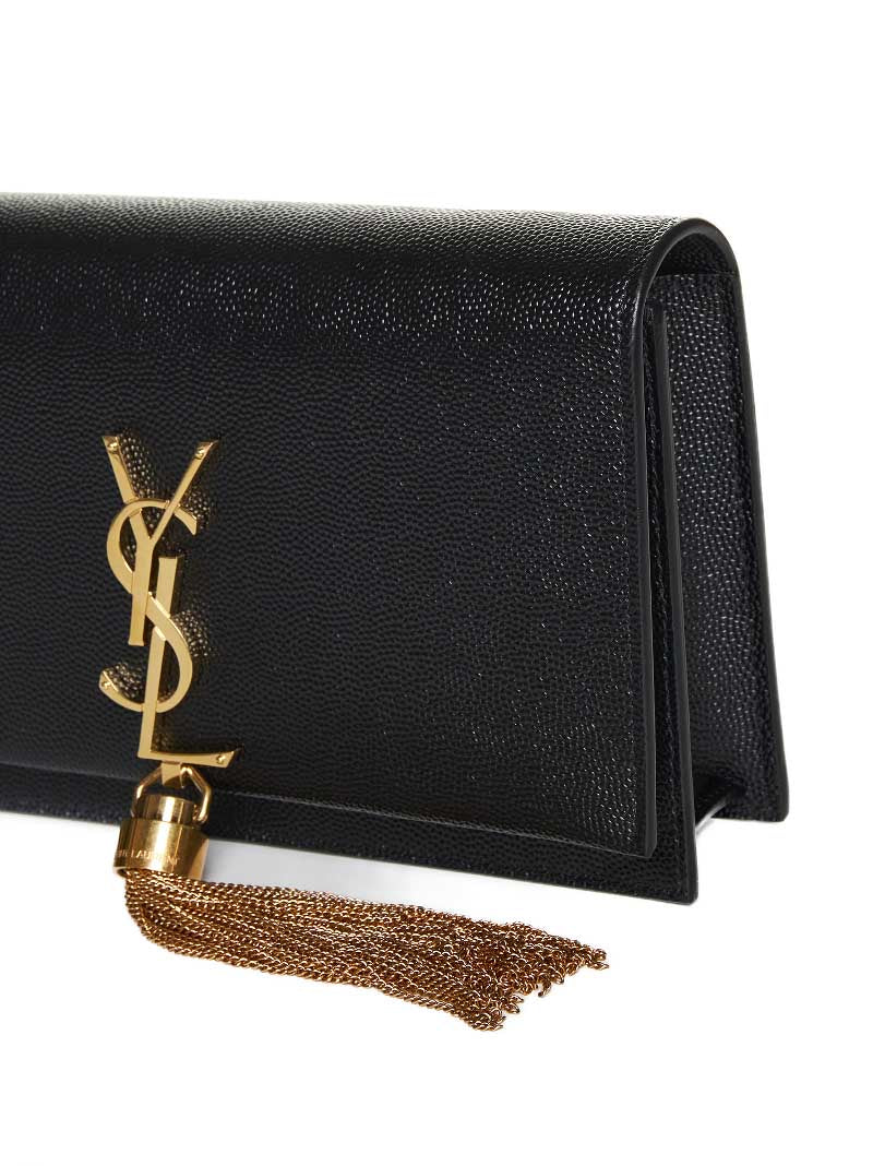 Saint Laurent Kate Wallet — Black Calf Leather