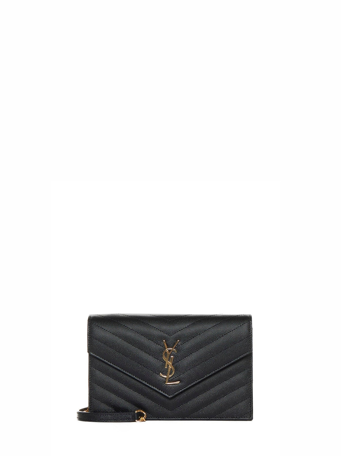 Saint Laurent Cassandre Clutch — Black Calf Leather