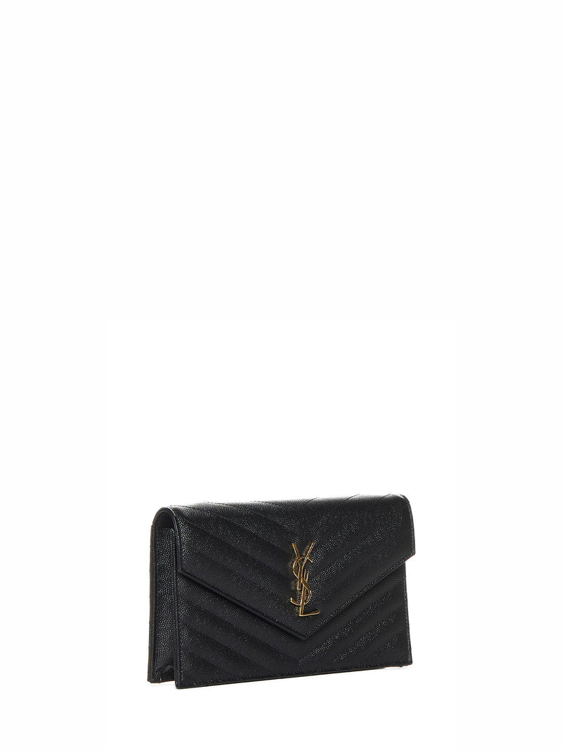 Saint Laurent Cassandre Clutch — Black Calf Leather