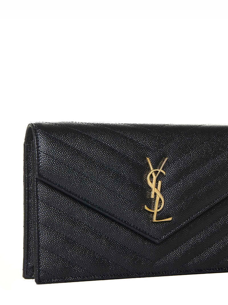 Saint Laurent Cassandre Clutch — Black Calf Leather