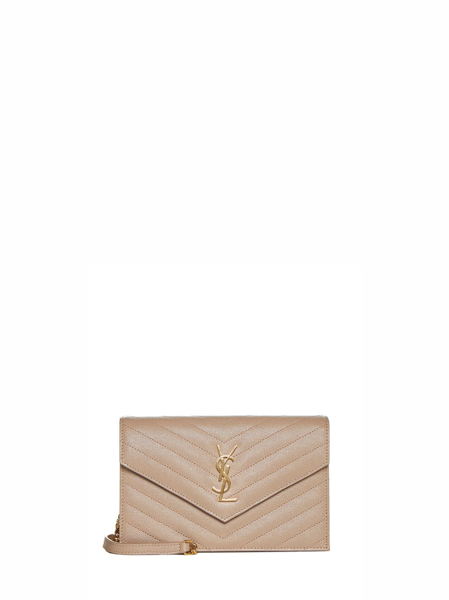 Saint Laurent Cassandre Clutch — Gray Calfskin