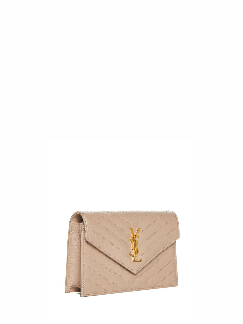 Saint Laurent Cassandre Clutch — Gray Calfskin