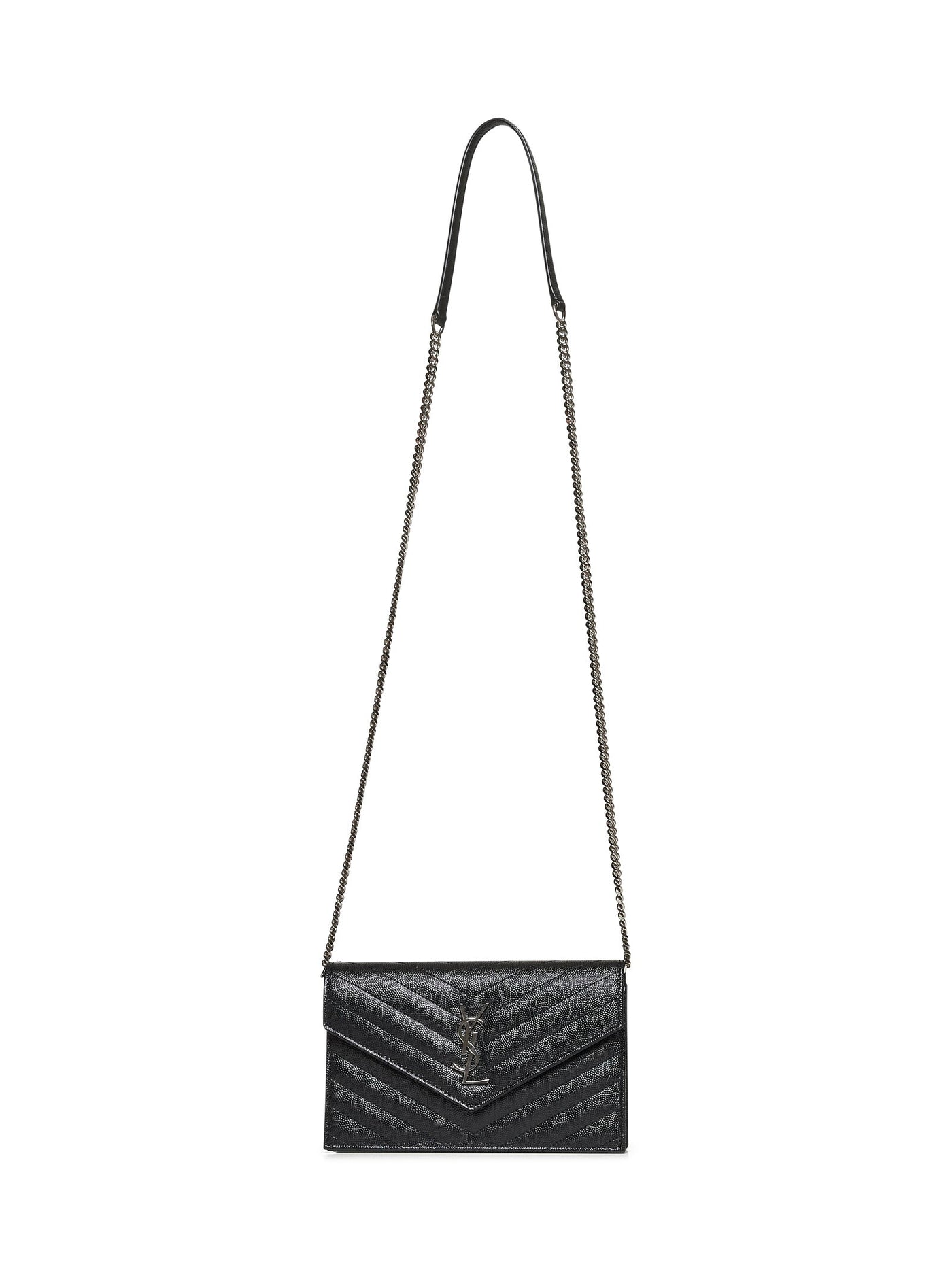 Saint Laurent Cassandre Wallet — Black Calfskin